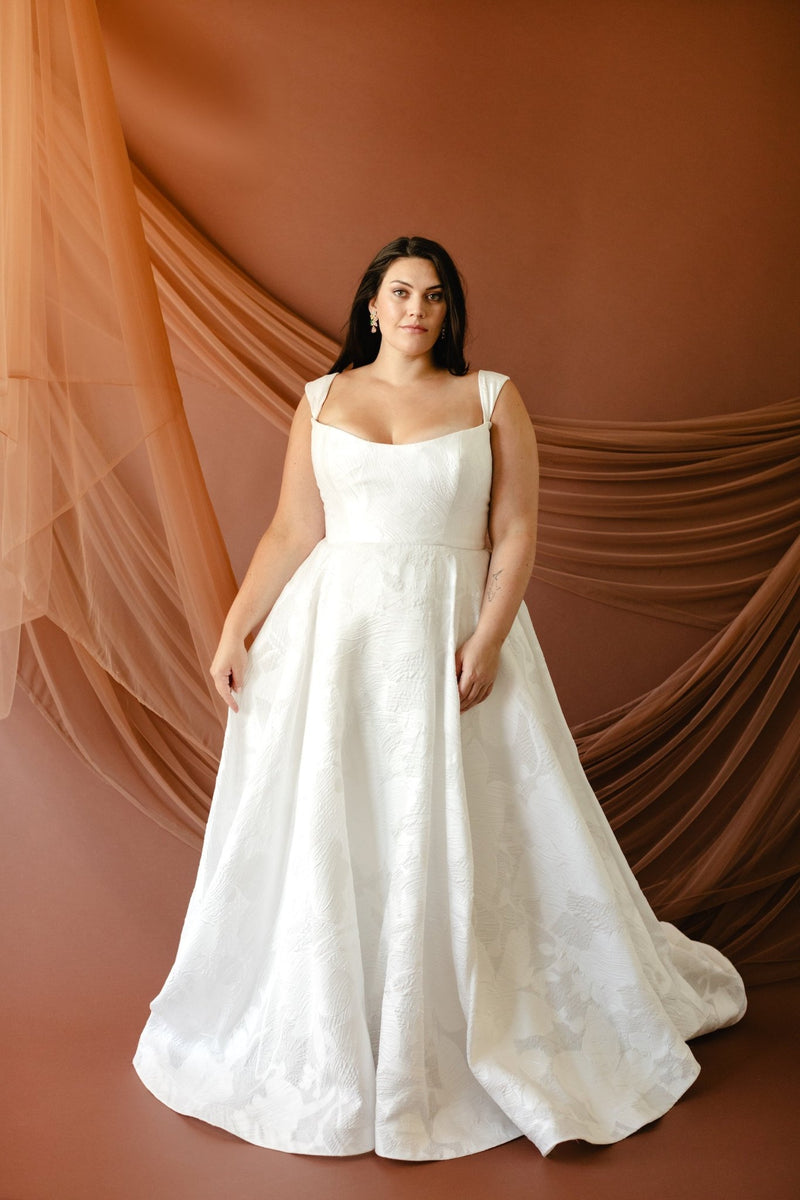 orange white wedding dresses Skye – Carol Hannah Flow Soft train designed Color:Sage Multi july sale Fitted Corset Floral Formal