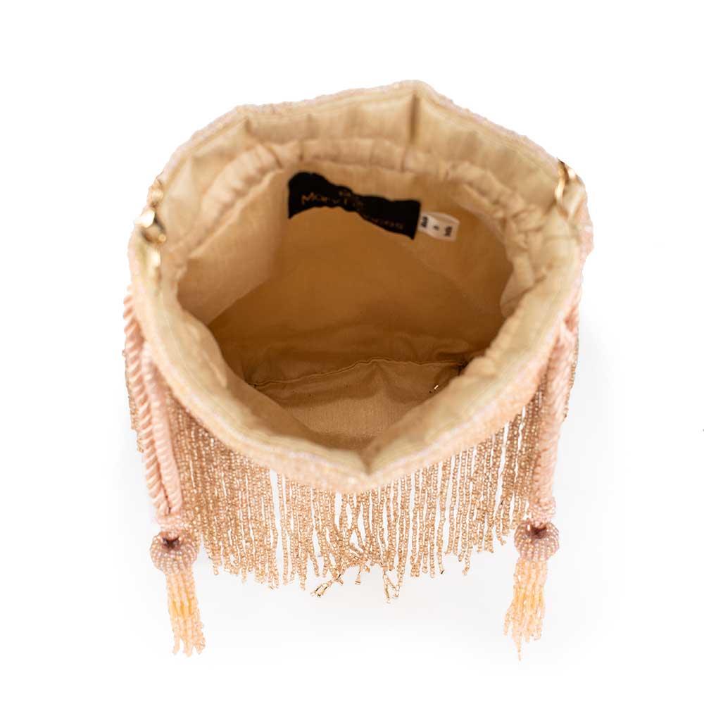 Beaded Fringe Drawstring Crossbody Bridal Clutch - Carol Hannah