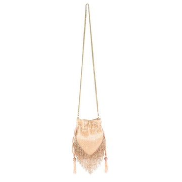 Beaded Fringe Drawstring Crossbody Bridal Clutch - Carol Hannah