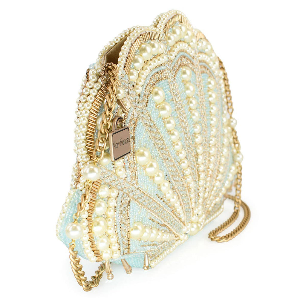 Something Blue Beaded Shell Bridal Clutch - Carol Hannah