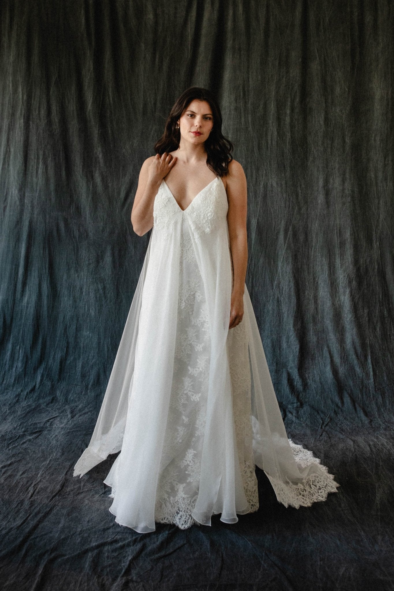 sachin and babi light blue dress Destination Beach Chiffon Wedding Dress with Lace AMILIA  ieie
