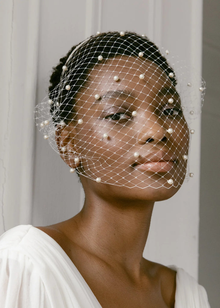 Voilette Birdcage Veil with pearls - Carol Hannah