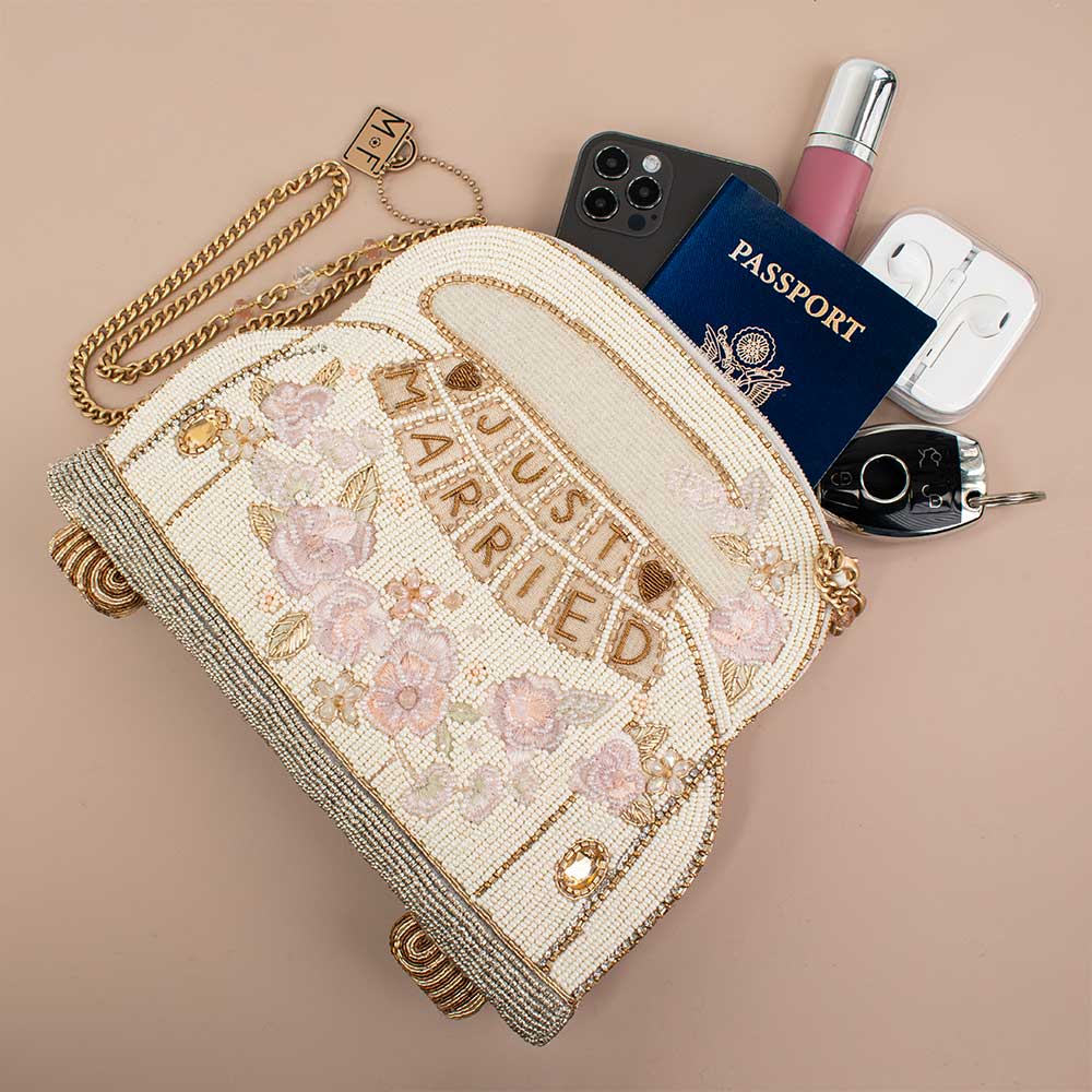 Just Married Beaded Clutch with strap - Carol Hannah